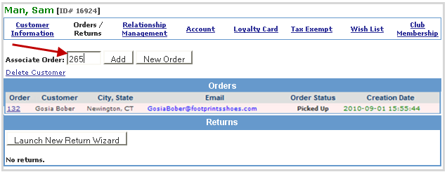 Orders and Returns